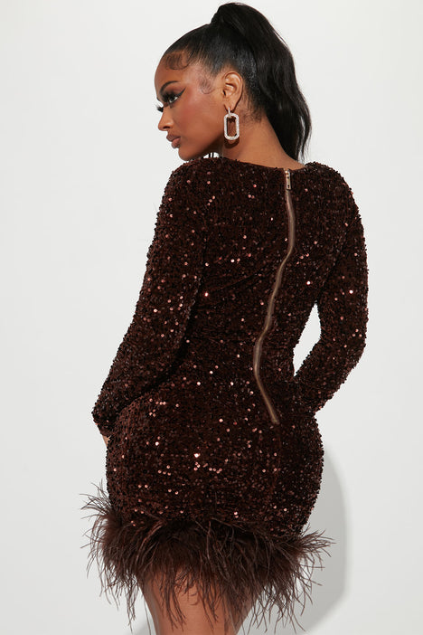brown sequin dress
